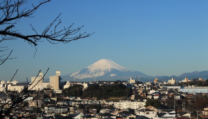 関東富士見百景「松の内公園馬の背」からの富士山：1月25日 最高の視界（撮影者: JA1CQT）